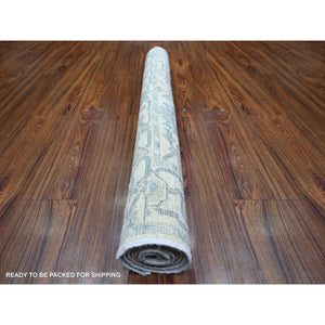 4'x6' Ivory, Extra Soft Wool Hand Knotted, Afghan Angora Oushak With Soft Colors Natural Dyes, Oriental Rug FWR443076