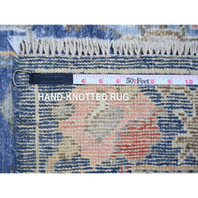 Load image into Gallery viewer, 2&#39;9&quot;x15&#39;8&quot; Admiral Blue, Afghan Angora Oushak With Colorful Motifs Natural Dyes, 100% Wool Hand Knotted, Xl Runner Oriental Rug FWR443112