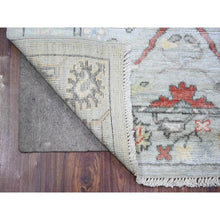 Load image into Gallery viewer, 3&#39;x9&#39;5&quot; Alice Blue, Afghan Angora Oushak  With Colorful Patterns, Natural Dyes, Pure Wool, Hand Knotted, Runner Oriental Rug FWR443214