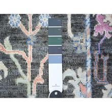 Load image into Gallery viewer, 2&#39;10&quot;x12&#39;6&quot; Gunmetal Black, Afghan Angora Oushak With All Over Vines and Floral Pattern, Natural Dyes, Soft Wool, Hand Knotted, Runner Oriental Rug FWR443244