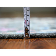 Load image into Gallery viewer, 2&#39;10&quot;x12&#39;6&quot; Gunmetal Black, Afghan Angora Oushak With All Over Vines and Floral Pattern, Natural Dyes, Soft Wool, Hand Knotted, Runner Oriental Rug FWR443244
