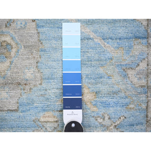 2'9"x9'9" Berry Blue, Afghan Angora Oushak With Faded Colors, Natural Dyes, Soft Wool, Hand Knotted, Runner Oriental Rug FWR443268