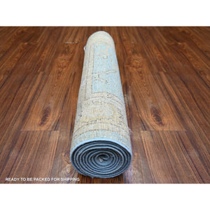 2'9"x9'9" Berry Blue, Afghan Angora Oushak With Faded Colors, Natural Dyes, Soft Wool, Hand Knotted, Runner Oriental Rug FWR443268