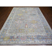 Load image into Gallery viewer, 8&#39;1&quot;x9&#39;10&quot; Cloud Gray, Afghan Angora Oushak With Colorful Deisgn, Natural Dyes, Extra Soft Wool, Hand Knotted, Oriental Rug FWR443322