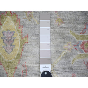 8'1"x9'10" Cloud Gray, Afghan Angora Oushak With Colorful Deisgn, Natural Dyes, Extra Soft Wool, Hand Knotted, Oriental Rug FWR443322