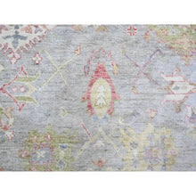 Load image into Gallery viewer, 8&#39;1&quot;x9&#39;10&quot; Cloud Gray, Afghan Angora Oushak With Colorful Deisgn, Natural Dyes, Extra Soft Wool, Hand Knotted, Oriental Rug FWR443322