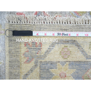 8'1"x9'10" Cloud Gray, Afghan Angora Oushak With Colorful Deisgn, Natural Dyes, Extra Soft Wool, Hand Knotted, Oriental Rug FWR443322