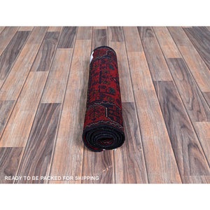 1'9"x4'10" Crimson Red, Afghan Khamyab With Tribal Medallions Design, Soft Wool, Natural Dyes, Hand Knotted, Short & Narrow Runner, Oriental Rug FWR4428