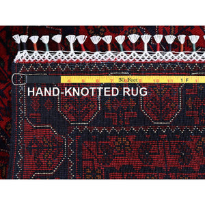 1'9"x4'10" Crimson Red, Afghan Khamyab With Tribal Medallions Design, Soft Wool, Natural Dyes, Hand Knotted, Short & Narrow Runner, Oriental Rug FWR4428