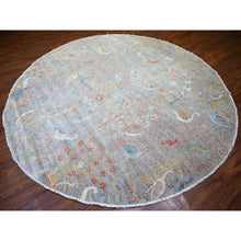 Load image into Gallery viewer, 10&#39;x10&#39; Cadet Grey, Natural Dyes, Extra Soft Wool, Hand Knotted, Afghan Peshawar With Birds Of Paradise, Oriental Rug FWR443556