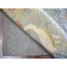 Load image into Gallery viewer, 10&#39;x10&#39; Cadet Grey, Natural Dyes, Extra Soft Wool, Hand Knotted, Afghan Peshawar With Birds Of Paradise, Oriental Rug FWR443556