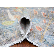 Load image into Gallery viewer, 10&#39;x10&#39; Cadet Grey, Natural Dyes, Extra Soft Wool, Hand Knotted, Afghan Peshawar With Birds Of Paradise, Oriental Rug FWR443556