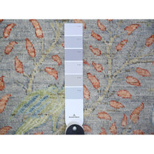 Load image into Gallery viewer, 10&#39;x10&#39; Cadet Grey, Natural Dyes, Extra Soft Wool, Hand Knotted, Afghan Peshawar With Birds Of Paradise, Oriental Rug FWR443556