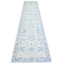 Load image into Gallery viewer, 2&#39;9&quot;x11&#39;9&quot; White Wash Peshawar with Large Medallions Natural Dyes, Pure Wool Hand Knotted, Runner Oriental Rug FWR443670