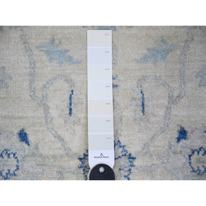 2'9"x11'9" White Wash Peshawar with Large Medallions Natural Dyes, Pure Wool Hand Knotted, Runner Oriental Rug FWR443670