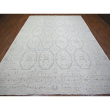 Load image into Gallery viewer, 9&#39;x11&#39;8&quot; Ash Gray, Stone Washed Peshawar With Repetitive Geometric Medallions, Soft Wool Hand Knotted, Oriental Rug FWR443688