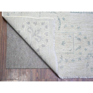 9'x11'8" Ash Gray, Stone Washed Peshawar With Repetitive Geometric Medallions, Soft Wool Hand Knotted, Oriental Rug FWR443688