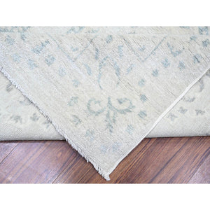 9'x11'8" Ash Gray, Stone Washed Peshawar With Repetitive Geometric Medallions, Soft Wool Hand Knotted, Oriental Rug FWR443688