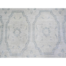 Load image into Gallery viewer, 9&#39;x11&#39;8&quot; Ash Gray, Stone Washed Peshawar With Repetitive Geometric Medallions, Soft Wool Hand Knotted, Oriental Rug FWR443688