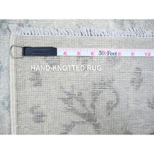 Load image into Gallery viewer, 9&#39;x11&#39;8&quot; Ash Gray, Stone Washed Peshawar With Repetitive Geometric Medallions, Soft Wool Hand Knotted, Oriental Rug FWR443688