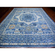 Load image into Gallery viewer, 11&#39;9&quot;x14&#39;4&quot; Steel Blue, Natural Dyes Finer Peshawar With Mamluk Design, Soft Wool Hand Knotted, Oversized Oriental Rug FWR443724