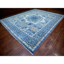Load image into Gallery viewer, 11&#39;9&quot;x14&#39;4&quot; Steel Blue, Natural Dyes Finer Peshawar With Mamluk Design, Soft Wool Hand Knotted, Oversized Oriental Rug FWR443724