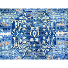 Load image into Gallery viewer, 11&#39;9&quot;x14&#39;4&quot; Steel Blue, Natural Dyes Finer Peshawar With Mamluk Design, Soft Wool Hand Knotted, Oversized Oriental Rug FWR443724