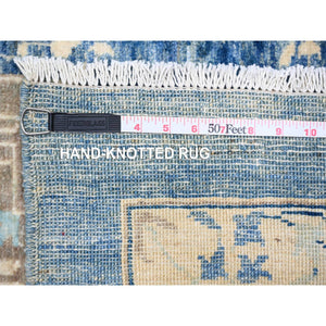 11'9"x14'4" Steel Blue, Natural Dyes Finer Peshawar With Mamluk Design, Soft Wool Hand Knotted, Oversized Oriental Rug FWR443724