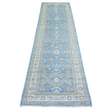 Load image into Gallery viewer, 2&#39;8&quot;x9&#39;6&quot; Beau Blue, Natural Dyes Finer Peshawar with Faded Colors, Extra Soft Wool Hand Knotted, Runner Oriental Rug FWR443778