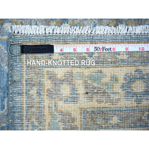 2'8"x9'6" Beau Blue, Natural Dyes Finer Peshawar with Faded Colors, Extra Soft Wool Hand Knotted, Runner Oriental Rug FWR443778