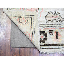 Load image into Gallery viewer, 4&#39;2&quot;x11&#39;8&quot; Spring Gray, Soft Wool, Hand Knotted, Afghan Angora Oushak With Colorful Pattern, Natural Dyes, Runner Oriental Rug FWR443892