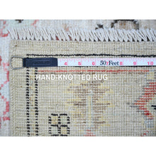 Load image into Gallery viewer, 4&#39;2&quot;x11&#39;8&quot; Spring Gray, Soft Wool, Hand Knotted, Afghan Angora Oushak With Colorful Pattern, Natural Dyes, Runner Oriental Rug FWR443892