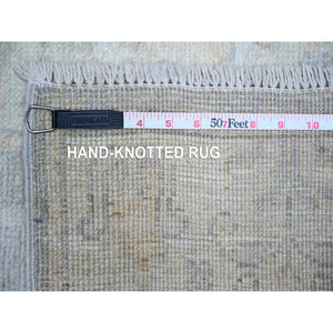 2'8"x19'2" Ash Gray, Natural Dyes, 100% Wool, Hand Knotted, Afghan Angora Oushak With Faded Colors, Xl Runner Oriental Rug FWR443952