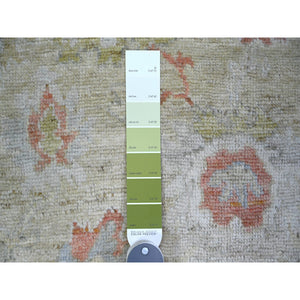 3'x16' Moss Green, Afghan Angora Oushak With Soft Colors, Natural Dyes, Pure Wool, Hand Knotted, Xl Runner Oriental Rug FWR443958