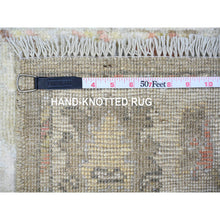 Load image into Gallery viewer, 3&#39;x16&#39; Moss Green, Afghan Angora Oushak With Soft Colors, Natural Dyes, Pure Wool, Hand Knotted, Xl Runner Oriental Rug FWR443958