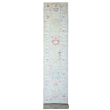Load image into Gallery viewer, 2&#39;9&quot;x19&#39;8&quot; Olive Gray, Afghan Angora Oushak with Soft Colors, Natural Dyes, Extra Soft Wool, Hand Knotted, XL Runner Oriental Rug FWR443994