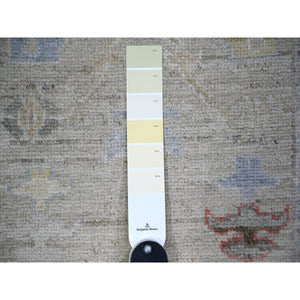 2'9"x19'8" Olive Gray, Afghan Angora Oushak with Soft Colors, Natural Dyes, Extra Soft Wool, Hand Knotted, XL Runner Oriental Rug FWR443994