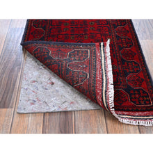 Load image into Gallery viewer, 1&#39;8&quot;x4&#39;9&quot; Scarlet Red, Hand Knotted, Afghan Khamyab With Geometric Pattern, Soft And Shiny Wool, Vegetable Dyes, Short &amp; Narrow Runner, Oriental Rug FWR4434