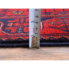 Load image into Gallery viewer, 1&#39;8&quot;x4&#39;9&quot; Scarlet Red, Hand Knotted, Afghan Khamyab With Geometric Pattern, Soft And Shiny Wool, Vegetable Dyes, Short &amp; Narrow Runner, Oriental Rug FWR4434