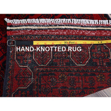 Load image into Gallery viewer, 1&#39;8&quot;x4&#39;9&quot; Scarlet Red, Hand Knotted, Afghan Khamyab With Geometric Pattern, Soft And Shiny Wool, Vegetable Dyes, Short &amp; Narrow Runner, Oriental Rug FWR4434