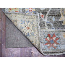 Load image into Gallery viewer, 2&#39;6&quot;x11&#39;4&quot; Dim Gray, 100% Wool, Hand Knotted, Afghan Angora Oushak With All Over Colorful Motifs, Natural Dyes, Runner Oriental Rug FWR444000