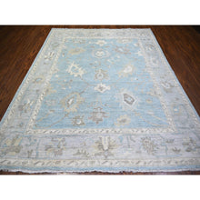 Load image into Gallery viewer, 8&#39;1&quot;x9&#39;8&quot; Beau Blue, Afghan Angora Oushak With Soft Colors Natural Dyes, Soft Wool Hand Knotted, Oriental Rug FWR444084