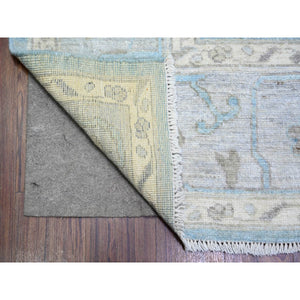 8'1"x9'8" Beau Blue, Afghan Angora Oushak With Soft Colors Natural Dyes, Soft Wool Hand Knotted, Oriental Rug FWR444084