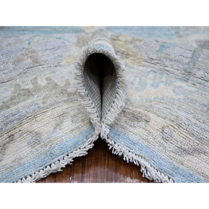 8'1"x9'8" Beau Blue, Afghan Angora Oushak With Soft Colors Natural Dyes, Soft Wool Hand Knotted, Oriental Rug FWR444084