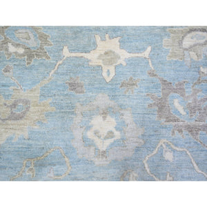 8'1"x9'8" Beau Blue, Afghan Angora Oushak With Soft Colors Natural Dyes, Soft Wool Hand Knotted, Oriental Rug FWR444084