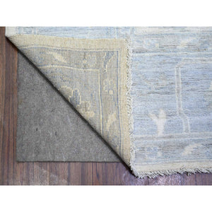 8'1"x9'8" Ivory, Hand Knotted Afghan Angora Oushak With All Over Vines Design, Natural Dyes Extra Soft Wool, Oriental Rug FWR444090