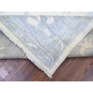 8'1"x9'8" Ivory, Hand Knotted Afghan Angora Oushak With All Over Vines Design, Natural Dyes Extra Soft Wool, Oriental Rug FWR444090