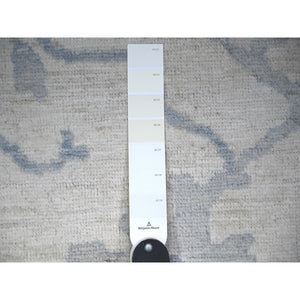 8'1"x9'8" Ivory, Hand Knotted Afghan Angora Oushak With All Over Vines Design, Natural Dyes Extra Soft Wool, Oriental Rug FWR444090