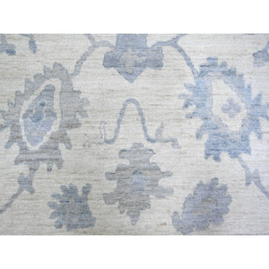 8'1"x9'8" Ivory, Hand Knotted Afghan Angora Oushak With All Over Vines Design, Natural Dyes Extra Soft Wool, Oriental Rug FWR444090