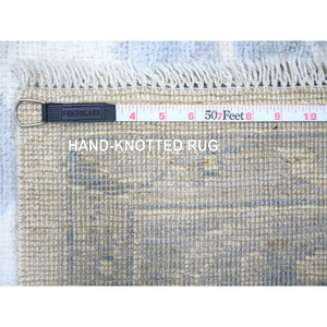 8'1"x9'8" Ivory, Hand Knotted Afghan Angora Oushak With All Over Vines Design, Natural Dyes Extra Soft Wool, Oriental Rug FWR444090